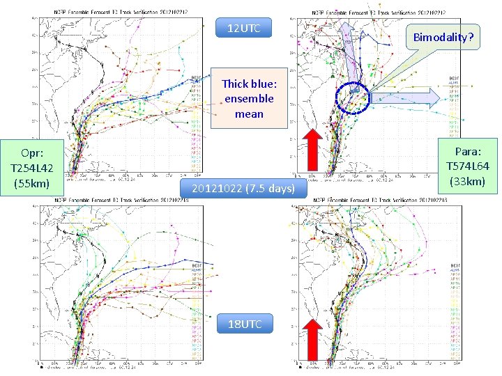 12 UTC Bimodality? Thick blue: ensemble mean Opr: T 254 L 42 (55 km)