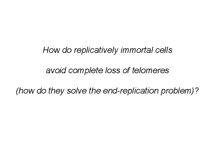 How do replicatively immortal cells avoid complete loss of telomeres (how do they solve How do replicatively immortal cells avoid complete loss of telomeres (how do they solve