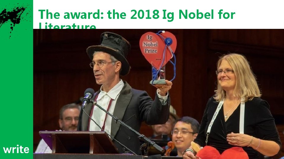 The award: the 2018 Ig Nobel for Literature © 2019 Write Limited 