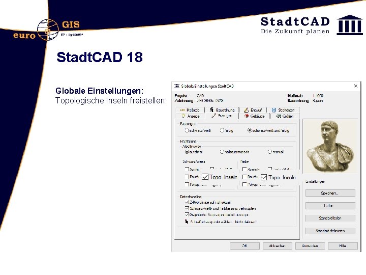 Stadt. CAD 18 Globale Einstellungen: Topologische Inseln freistellen 