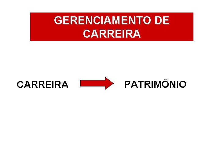 GERENCIAMENTO DE ÁREAS DE ATUAÇÃO CARREIRA PATRIMÔNIO 