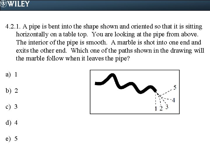 4. 2. 1. A pipe is bent into the shape shown and oriented so