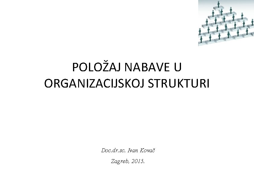 POLOŽAJ NABAVE U ORGANIZACIJSKOJ STRUKTURI Doc. dr. sc. Ivan Kovač Zagreb, 2015. 