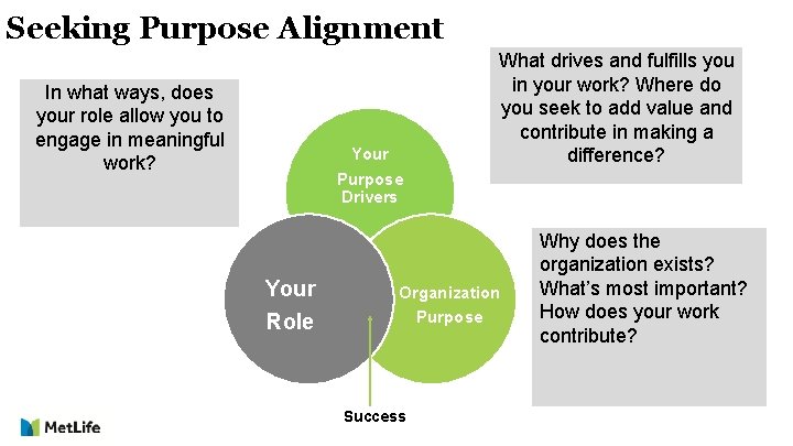 Seeking Purpose Alignment In what ways, does your role allow you to engage in