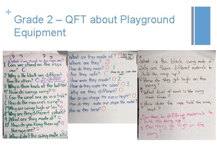 + Grade 2 – QFT about Playground Equipment 