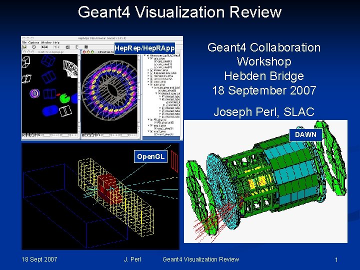 Geant 4 Visualization Review Hep. Rep/Hep. RApp Geant 4 Collaboration Workshop Hebden Bridge 18