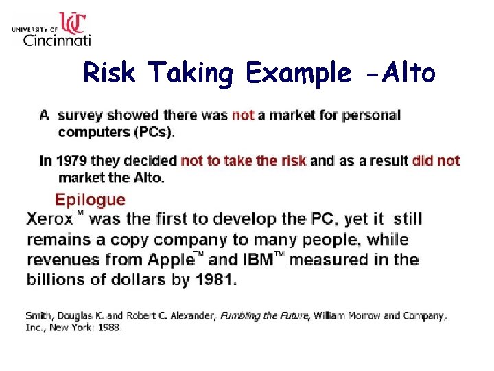 Risk Taking Example -Alto 