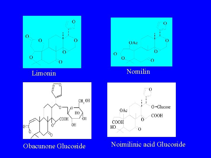 Limonin Obacunone Glucoside Nomilin Noimilinic acid Glucoside 