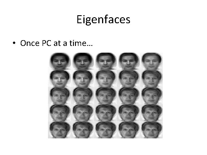 Eigenfaces • Once PC at a time… 