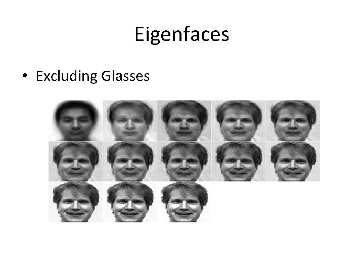 Eigenfaces • Excluding Glasses 