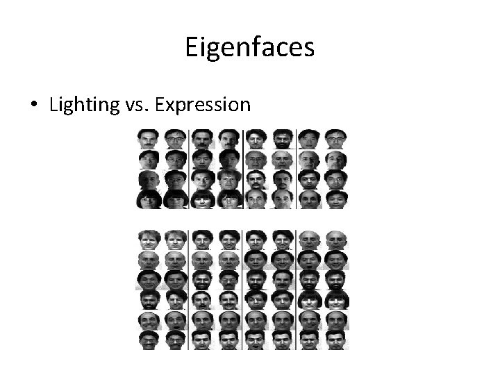 Eigenfaces • Lighting vs. Expression 