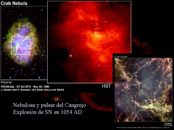 Nebulosa y pulsar del Cangrejo Explosión de SN en 1054 AD 