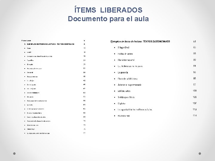 ÍTEMS LIBERADOS Documento para el aula 