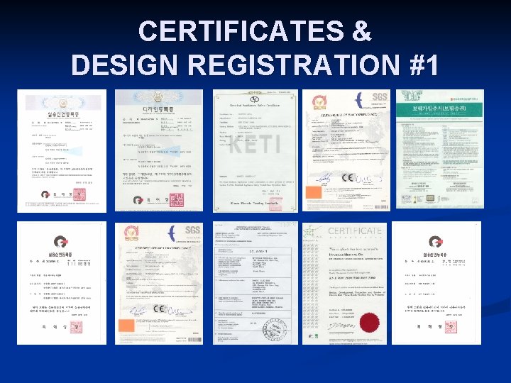 CERTIFICATES & DESIGN REGISTRATION #1 