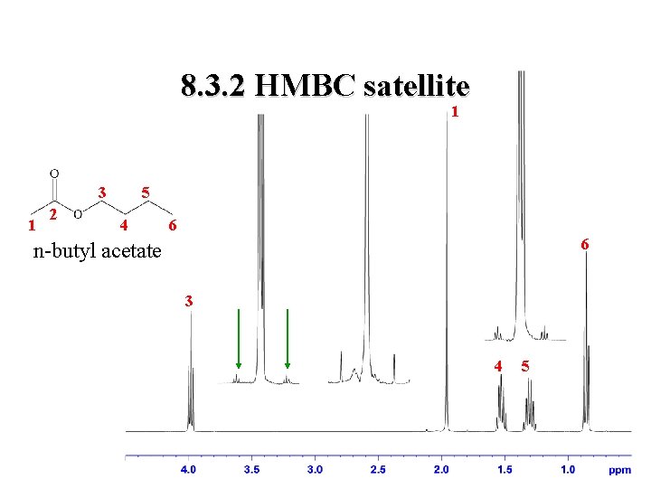 8. 3. 2 HMBC satellite 1 3 1 2 5 4 6 6 n-butyl