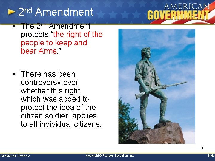 2 nd Amendment • The 2 nd Amendment protects “the right of the people