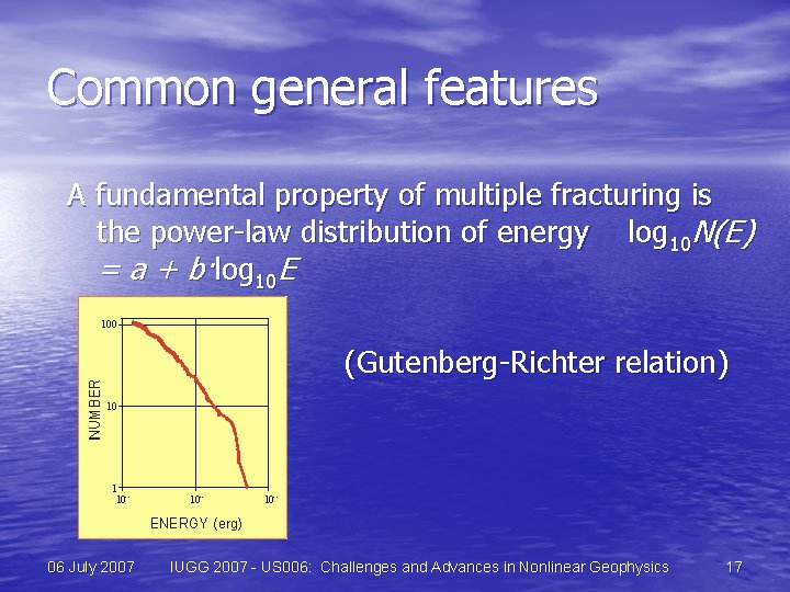 Common general features A fundamental property of multiple fracturing is the power-law distribution of