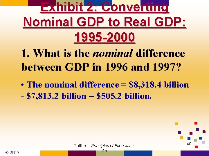 Exhibit 2: Converting Nominal GDP to Real GDP: 1995 -2000 1. What is the