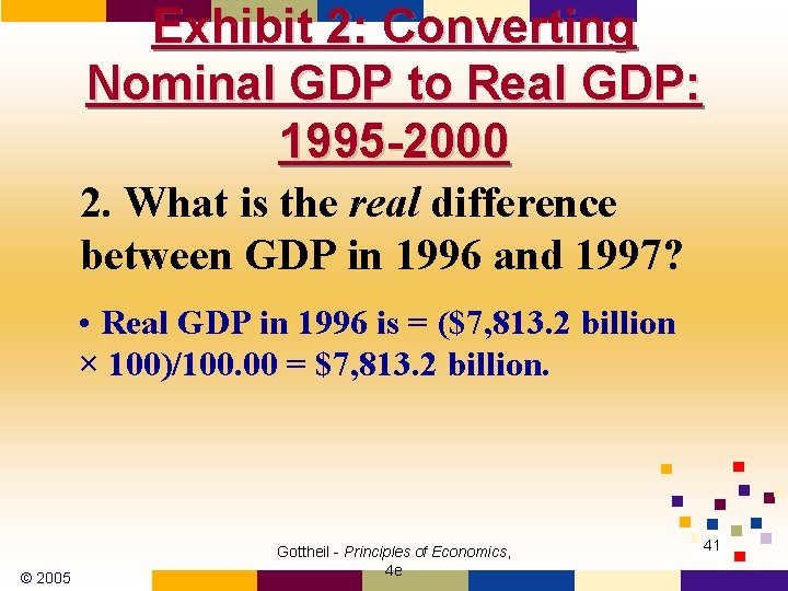 Exhibit 2: Converting Nominal GDP to Real GDP: 1995 -2000 2. What is the