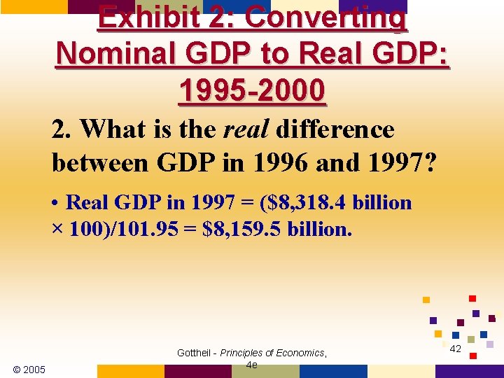 Exhibit 2: Converting Nominal GDP to Real GDP: 1995 -2000 2. What is the