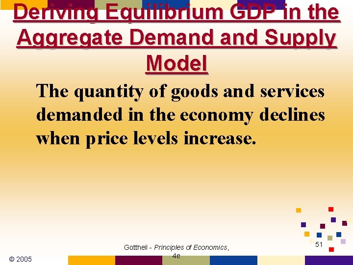 Deriving Equilibrium GDP in the Aggregate Demand Supply Model The quantity of goods and
