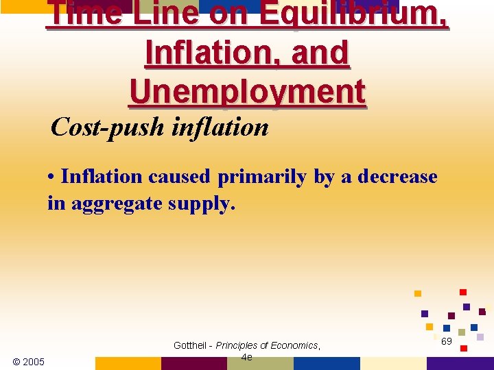 Time Line on Equilibrium, Inflation, and Unemployment Cost-push inflation • Inflation caused primarily by