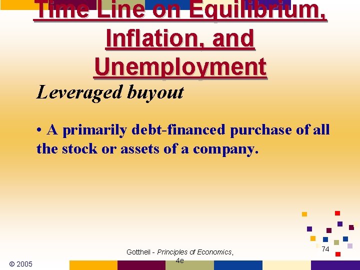 Time Line on Equilibrium, Inflation, and Unemployment Leveraged buyout • A primarily debt-financed purchase