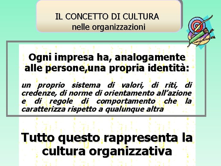 IL CONCETTO DI CULTURA nelle organizzazioni Ogni impresa ha, analogamente alle persone, una propria