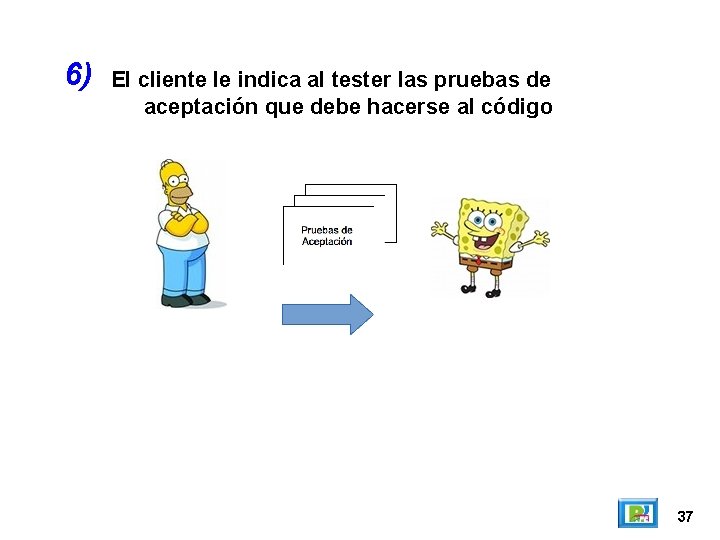 6) El cliente le indica al tester las pruebas de aceptación que debe hacerse