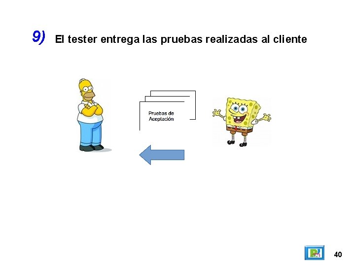 9) El tester entrega las pruebas realizadas al cliente 40 