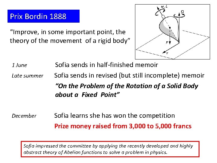 Prix Bordin 1888 “Improve, in some important point, theory of the movement of a
