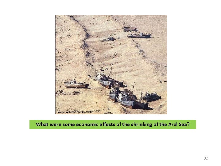 What were some economic effects of the shrinking of the Aral Sea? 32 
