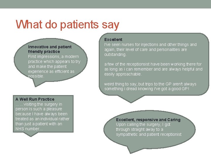 What do patients say Innovative and patient friendly practice First impressions, a modern practice