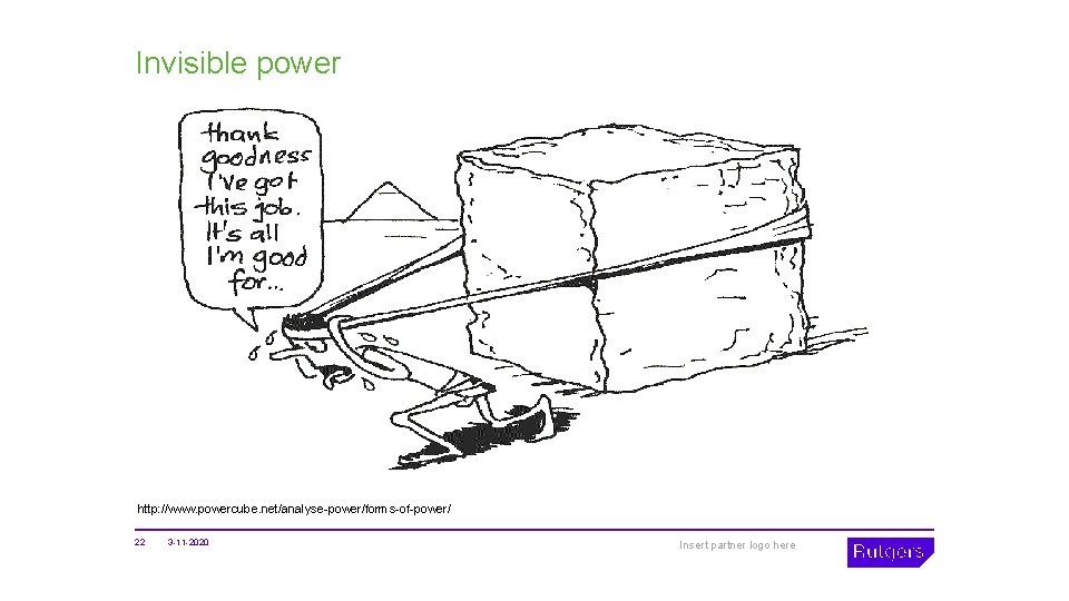 Invisible power http: //www. powercube. net/analyse-power/forms-of-power/ 22 3 -11 -2020 Insert partner logo here