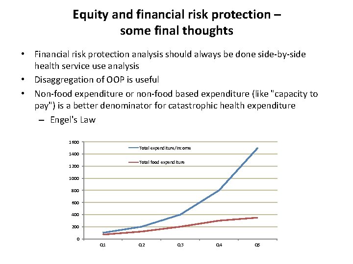 Equity and financial risk protection – some final thoughts • Financial risk protection analysis