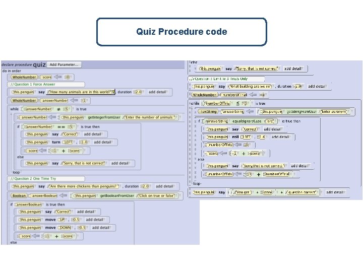 Quiz Procedure code 