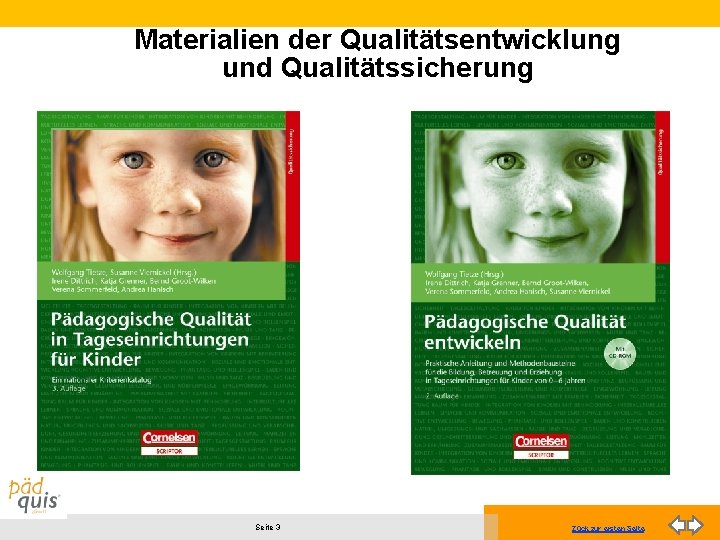 Materialien der Qualitätsentwicklung und Qualitätssicherung Seite 3 Zück zur ersten Seite 