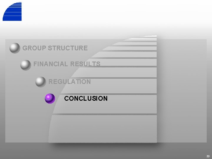 GROUP STRUCTURE FINANCIAL RESULTS REGULATION CONCLUSION 23 