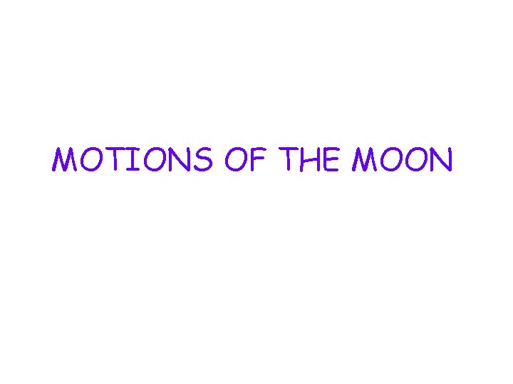 MOTIONS OF THE MOON 