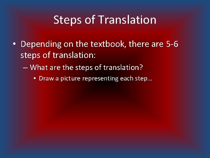 Steps of Translation • Depending on the textbook, there are 5 -6 steps of
