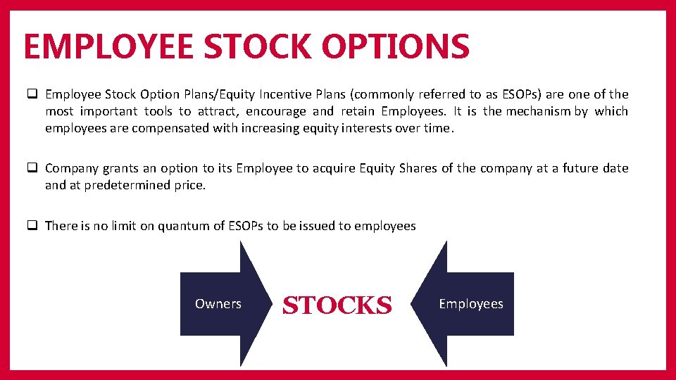 EMPLOYEE STOCK OPTIONS q Employee Stock Option Plans/Equity Incentive Plans (commonly referred to as