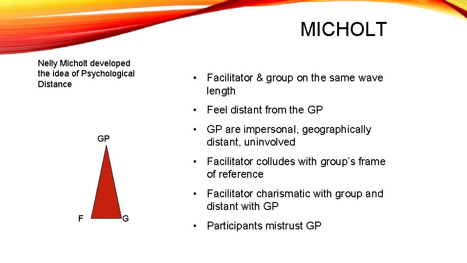 MICHOLT Nelly Micholt developed the idea of Psychological Distance • Facilitator & group on