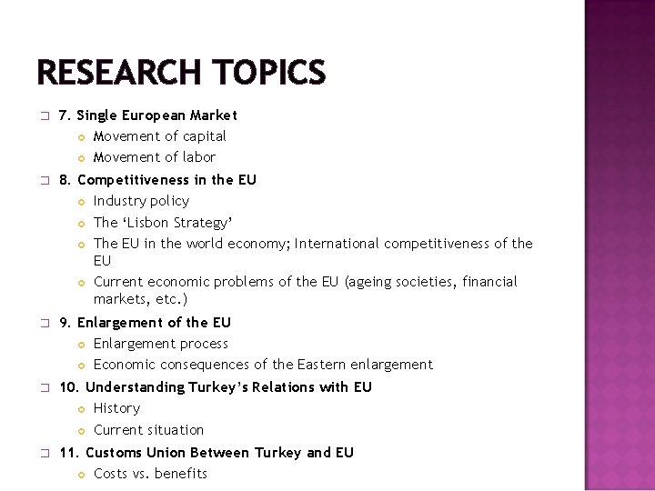 ECO 4412 THE ECONOMICS OF INTEGRATION AND EU