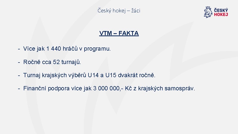 Český hokej – žáci VTM – FAKTA - Více jak 1 440 hráčů v