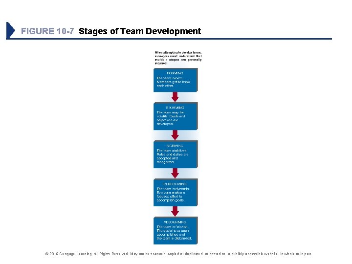 FIGURE 10 -7 Stages of Team Development © 2019 Cengage Learning. All Rights Reserved.