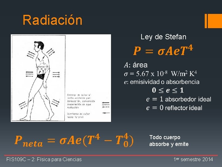 Radiación Ley de Stefan Todo cuerpo absorbe y emite FIS 109 C – 2: