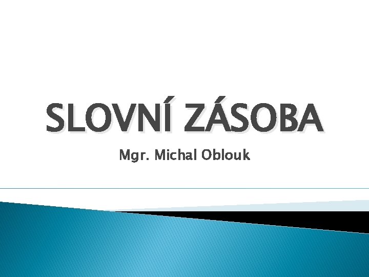 SLOVNÍ ZÁSOBA Mgr. Michal Oblouk 