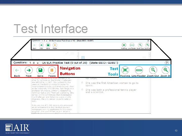 Test Interface Navigation Buttons Test Tools 13 