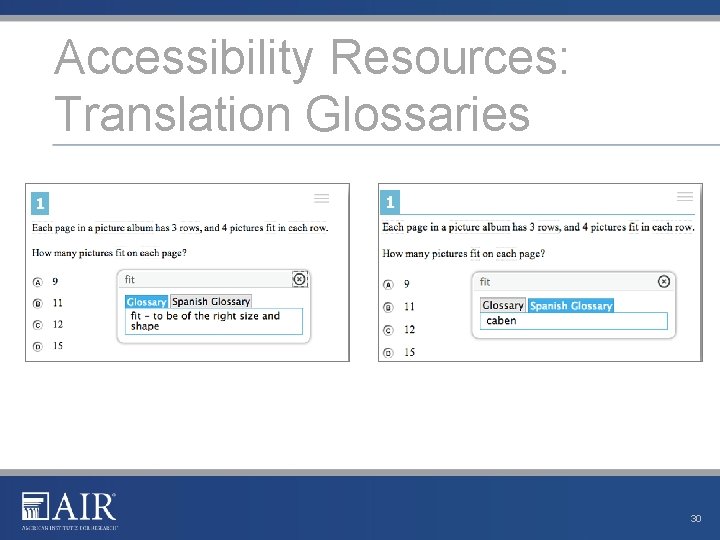 Accessibility Resources: Translation Glossaries 30 