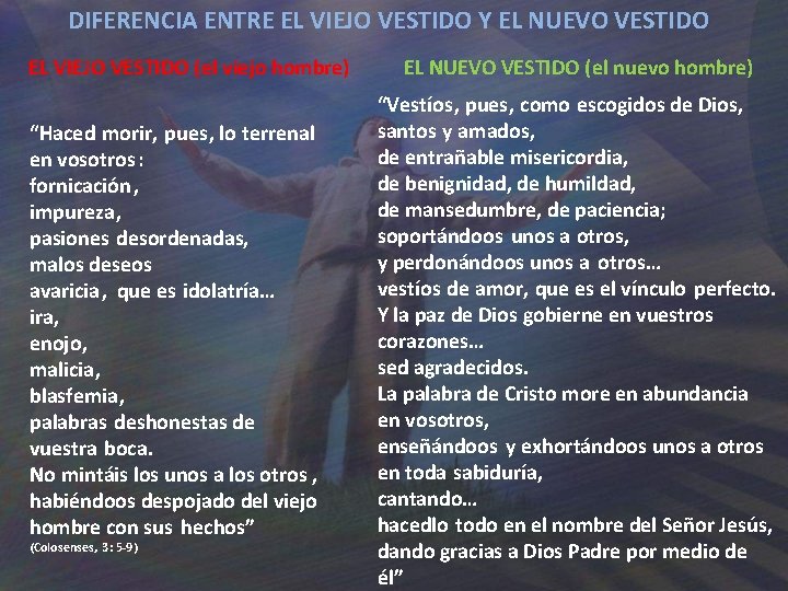 DIFERENCIA ENTRE EL VIEJO VESTIDO Y EL NUEVO VESTIDO EL VIEJO VESTIDO (el viejo